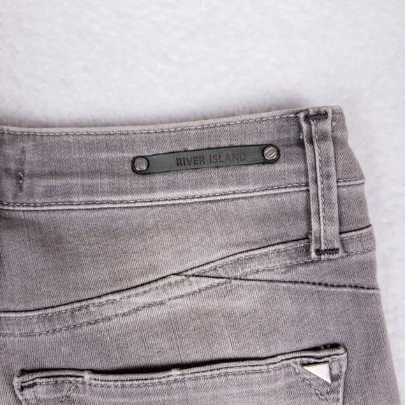 River Island Skinny Jeans UK 8R EUR 34R Gray Distressed Ripped Denim Stretch - Picture 12 of 12
